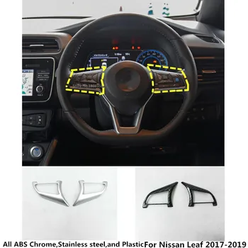 

For Nissan Leaf 2017 2018 2019 2020 Car Detector Stick Cover ABS Matte Steering Wheel Interior Kit Trim Lamp Frame Part 2pcs