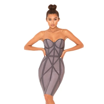 

2018 strapless women sexy off shoulder bandage dress busty bodycon hight waist special design elegant night club vogue clothes
