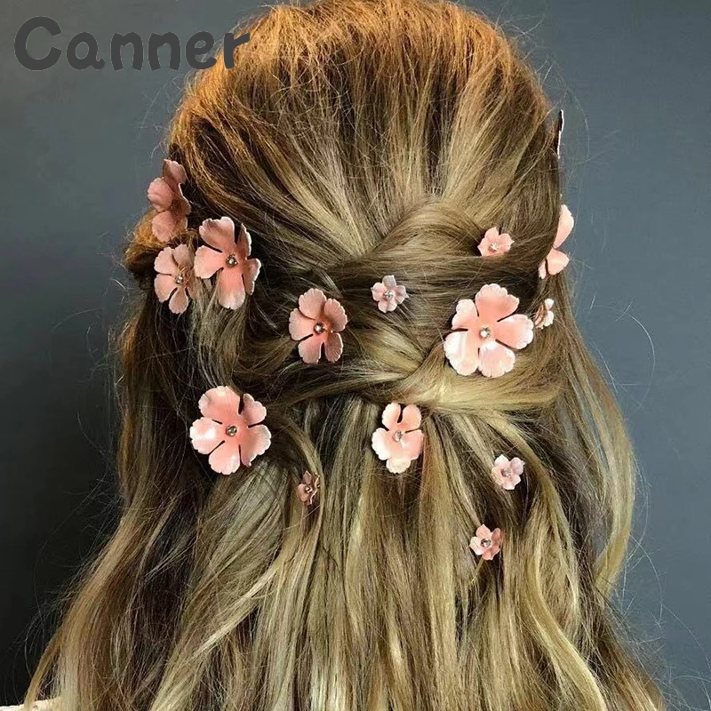 

Canner 1 Set Wedding Fashion Flower Hair Clips For Women Festival Bridal Handmade Hair Pin Girls DIY Hair Accessories A40