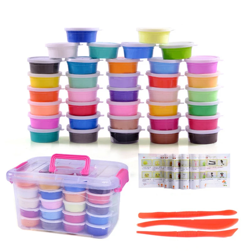 

36 Colors kids Air Dry Crystal Clay Super Light DIY Plasticine Learning Toys Fimo Polymer Plasticine Modelling Clay With Tools