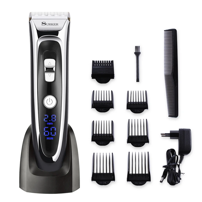 Surker RFC-688B Professional Hair Clippers Rechargeable Electric Hair Clipper For Men LED Display Ceramic Blade Cordless Haircut