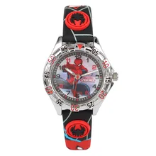 Дисней бренд мультфильм Человек-паук Дети мальчики часы студентов мальчик часы водонепроницаемые светящиеся кожаные кварцевые наручные часы вращаются