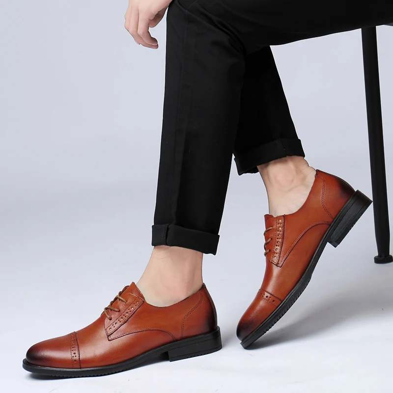 Romмедаль/Мужская официальная обувь из натуральной коровьей кожи высокого качества с острым носком; деловая обувь для свадьбы; Мужская обувь для отдыха;