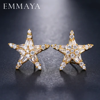 

EMMAYA Fashion Design Beautiful Sweet CZ Crystal Star Shape Women Charm Stud Earrings 3 Colors Options