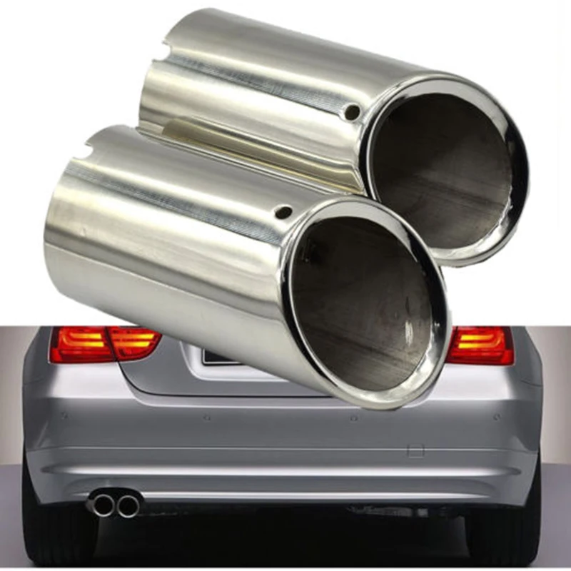 2Pcs Set 136mm Tail Exhaust Tip Pipes Black For BMW E90 E92 325i 328i 3
