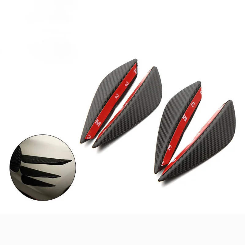 

CHIZIYO 4Pcs/set Carbon Fiber Fit Front Bumper Protection Board Lip Splitter Fin Air Knife Auto Body Kit Car Spoiler