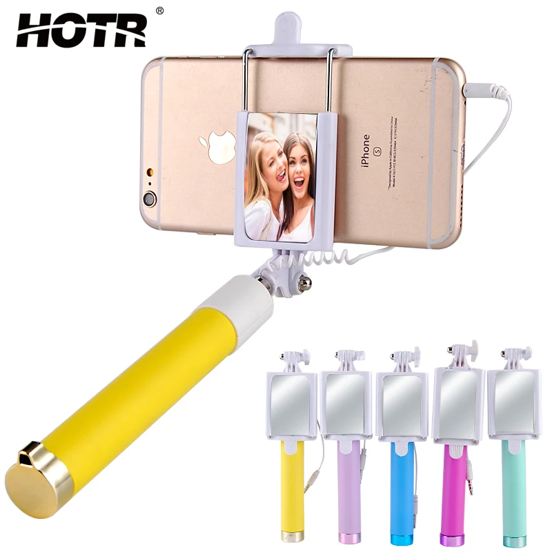 

Mirror Selfie Stick Android IOS Universal Front Rear Camera Shot Wired Palo Selfie Stick for iphone 6 6s plus 5s 4 S7 edge S6 S5