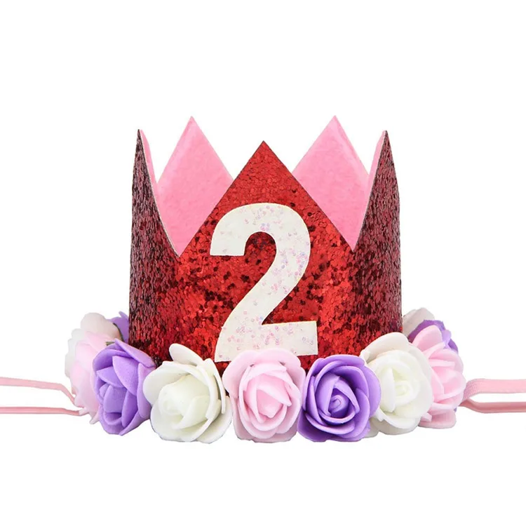 LAPHIL мой 2nd шляпы для вечеринки по случаю Дня Рождения Золотой розовая Корона Кепки для маленьких День рождения украшения дети я два 2 года вечерние поставки