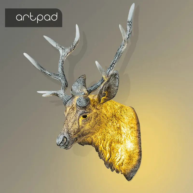 Artpad Modern Deer Antlers Wall Lamp Light 3 Light Color Changeable Dimmer AC220V Art Decor Restaurant Hotel Bar Bedroom Fixture