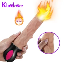 Khalesex Realistic Dildo Vibrator 10 speed G Spot clitoris vaginal massage heating Soft Silicone Vibrator Sex Toys for Woman