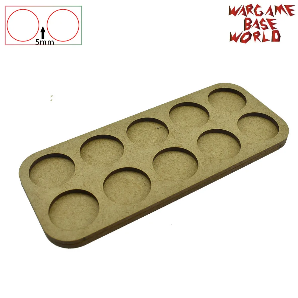 

Wargame Base World - Movement Tray - 10 round 25mm - Double Line Shape MDF