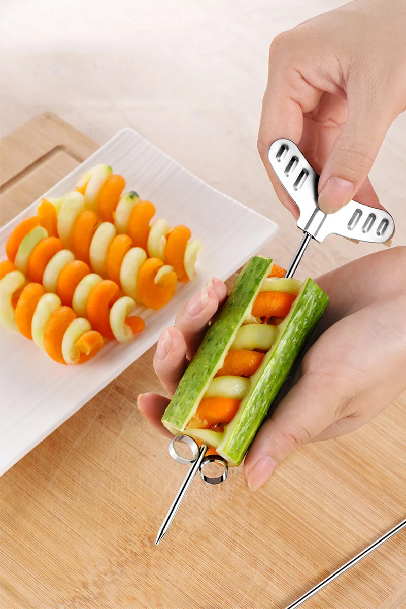 

Vegetables Spiral Knife Carving Tool Potato Carrot Cucumber Salad Chopper Manual Spiral Screw Slicer Cutter Spiralizer