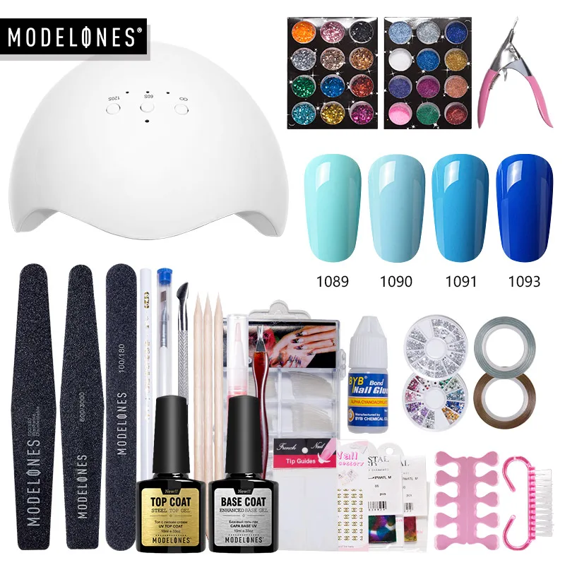 Modelones 32 шт./лот инструменты для нейл-арта набор светодиодных ламп Замачивание синего цвета серия уф-Гель-лак для нейл-арта 36 Вт Ультрафиолетовая лампа для маникюра Набор инструментов - Цвет: 13