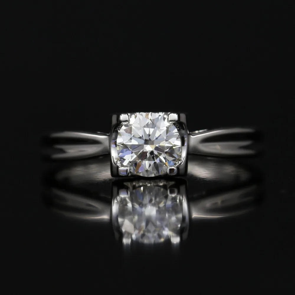 

LASAMERO 0.532CT FG/SI Round Cut Modern Design Natural Diamond Ring For Women 18k White Gold Certified Engagement Wedding Ring