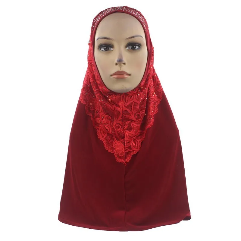 Мусульманский хиджаб шарф Amira ручная работа жемчуг маленький алмаз на спине ислам мягкий стрейч для женщин/девушек