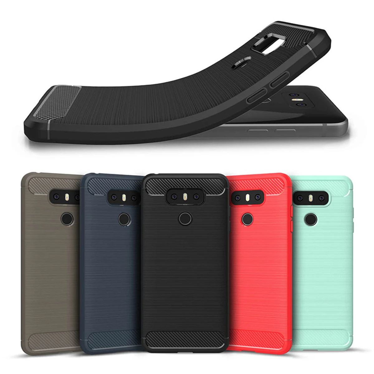 

Phone Case For LG Q6 Case Silicon Anti-knock Cover For LG G6 Mini G7 Q7 Plus V30 V30S V40 K10 K8 2018 Q Stylo Carbon Fiber Cover