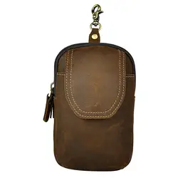 Бренд Винтаж повседневное пояса из натуральной кожи 7 'сотовый/мобильный телефон Удар Обложка сумка для мужчин Фанни поясная крест