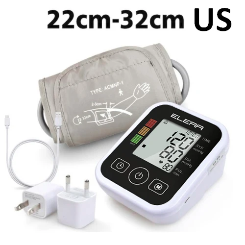 ENVN цифровой измеритель артериального давления для верхней руки портативный автоматический Монитор артериального давления Сфигмоманометр тонометр Tensiometro - Цвет: 22cm-32cm US