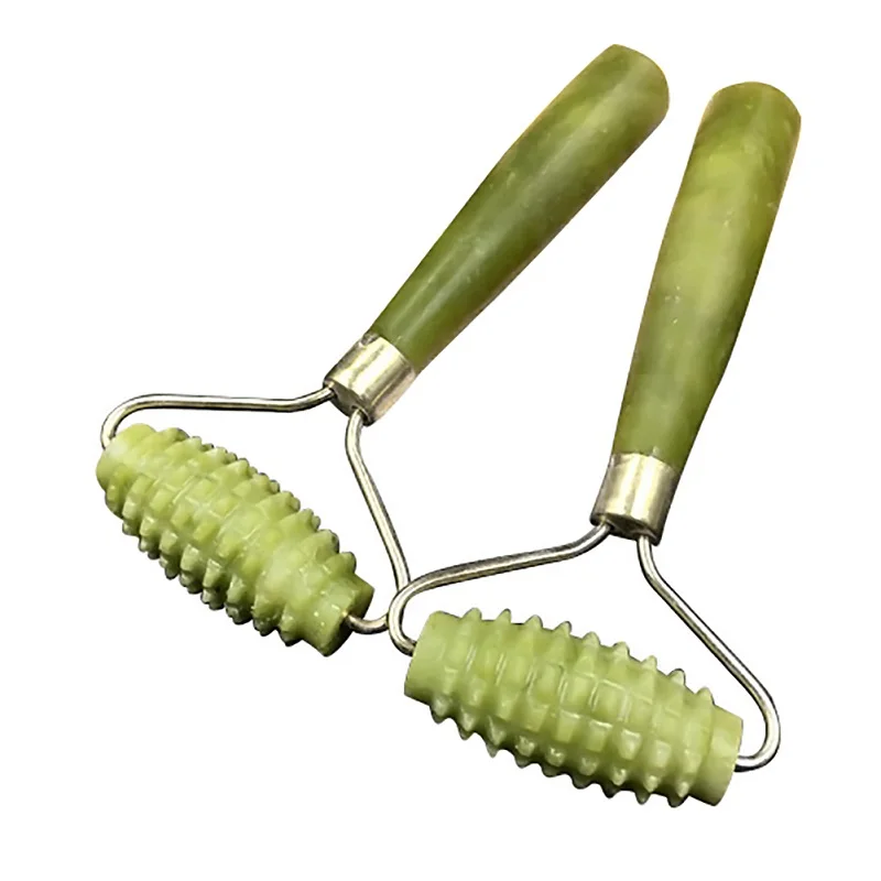 1 pc Jade Stone Needle Derma Face Arms Neck Massage Roller Ancient Face Body SPA Massage Roller Facial Massager Jade