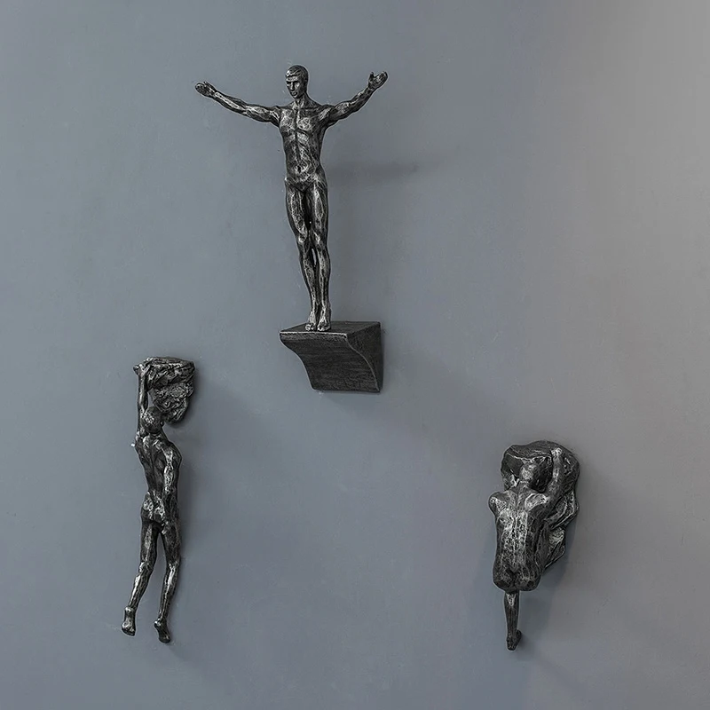 

Creative Resin Statue Rock Climbing Men Figurine Oranments Home Furnishings Sculpture Wall Hanging Decorations