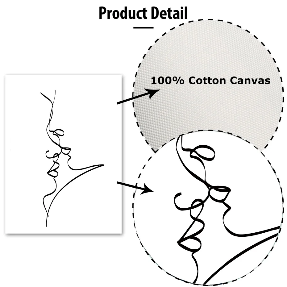 Поцелуй проведенными линиями уход за кожей лица холст картина любовь каллиграфия минималистский Wall Art Современная живопись на холсте домашний Декор подарок