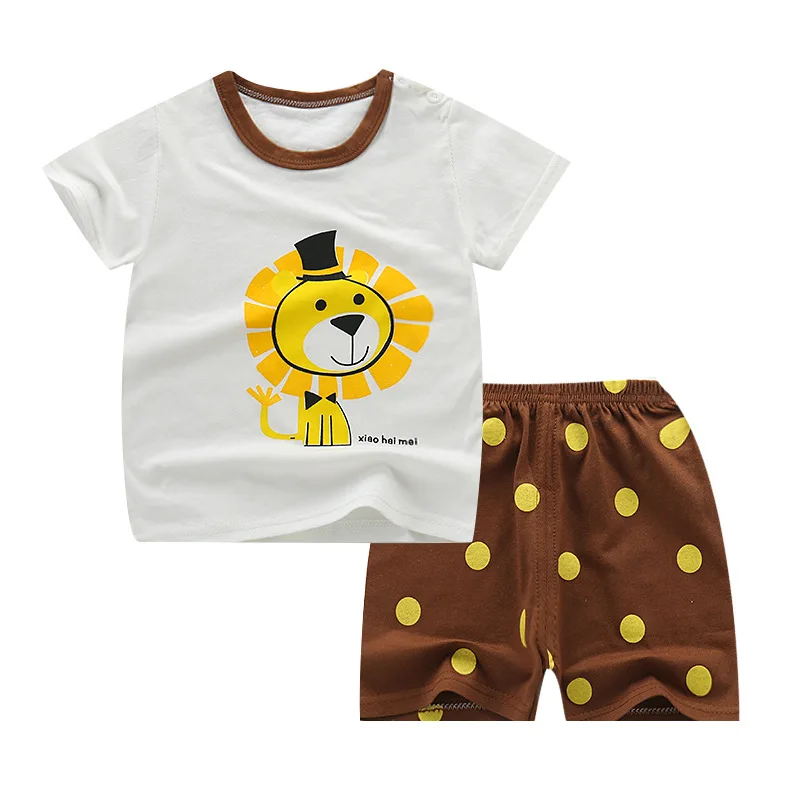 Летние комплекты для мальчиков Одежда для мальчиков хлопковая детская одежда рубашка+ штаны, комплект, костюм комплект одежды для маленьких мальчиков, детская одежда для девочек - Цвет: Chocolate