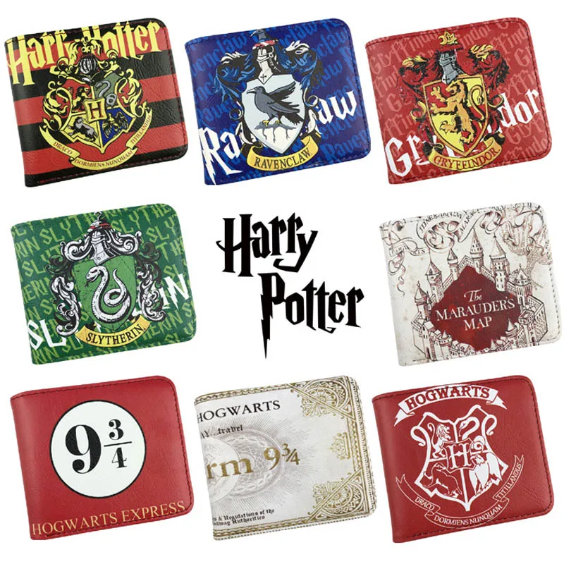 

Harri Potter Anime PU Wallet of Four Colleges GRYFFINDOR /SLYTHERIN /HUFFLEPUFF /RAVENCLAW Multi-card bit Purse for Cool Gift