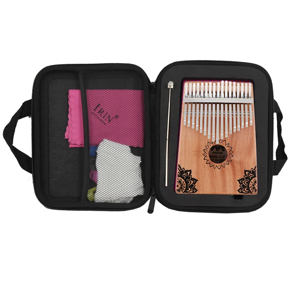 

17 Key Kalimba Solid Mahogany Finger Thumb Piano with Flowers Pattern Mbira Natural Mini Keyboard Musical Instrument