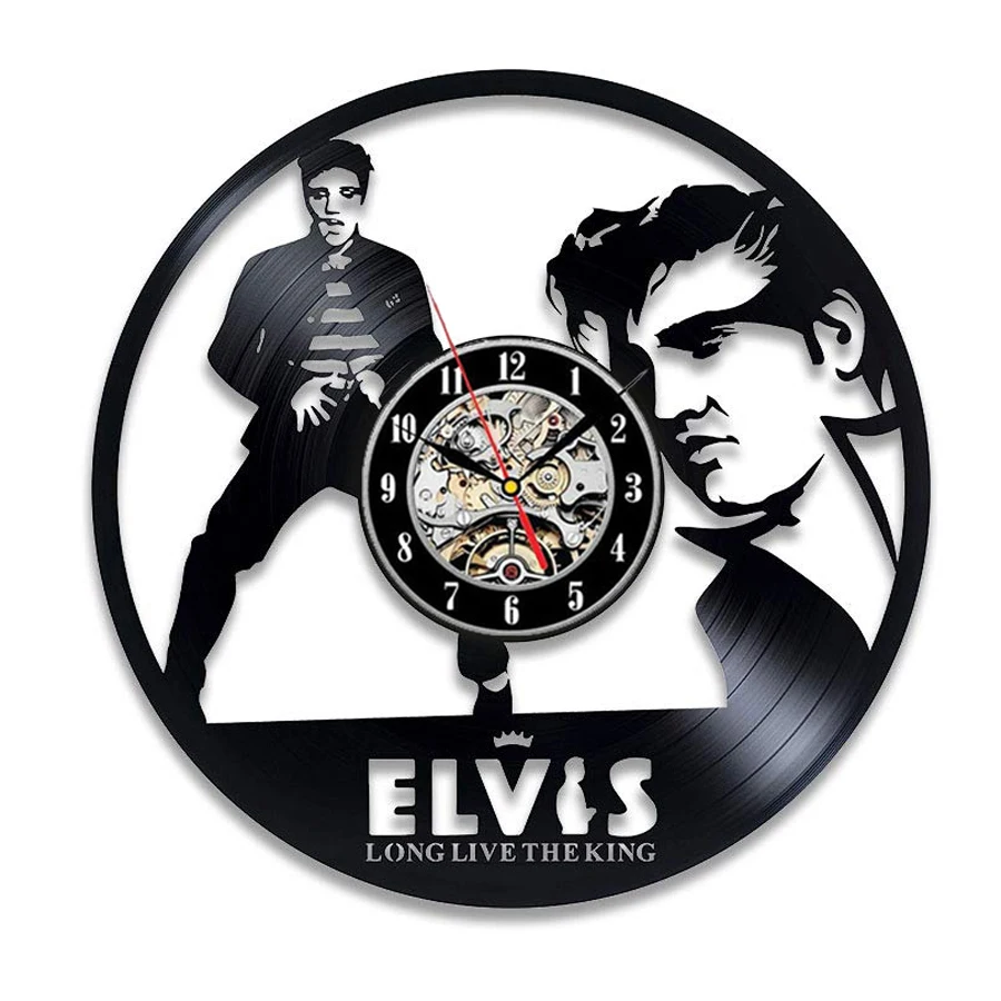 New Horloge Murale Saat Elvis Presley Wall Clock Design For Vinyl Record The King Of Rock Clocks Watch Home Decor 12 Inch