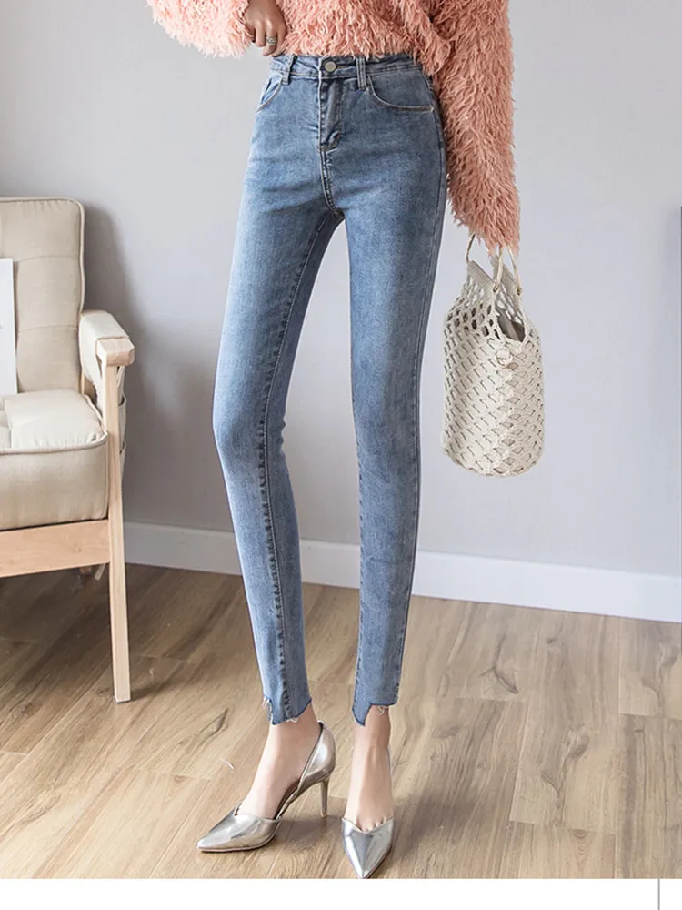 

JUJULAND Fashion Women Solid Push Up Blue Sexy Denim Jeans Skinny High Waist Stretch Jeans For Female Fashion Pencil Pants 6596