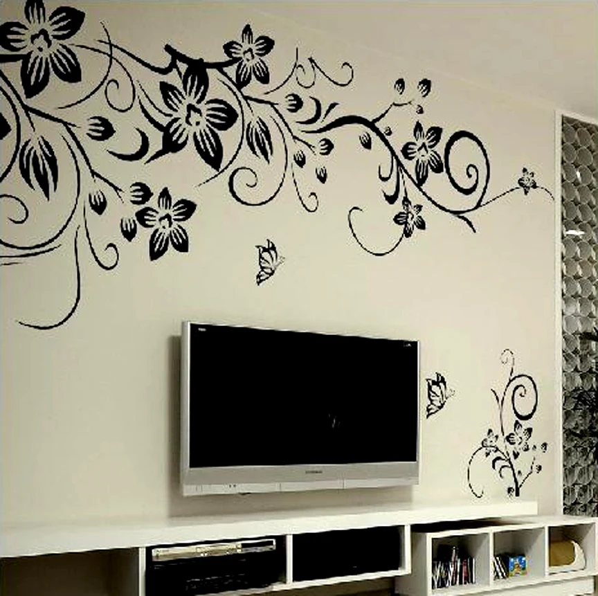 Наклейки на стену модные красивые DIY Съемные Виниловые цветы Виноградная лоза настенные наклейки художественные наклейки для гостиной украшения стен