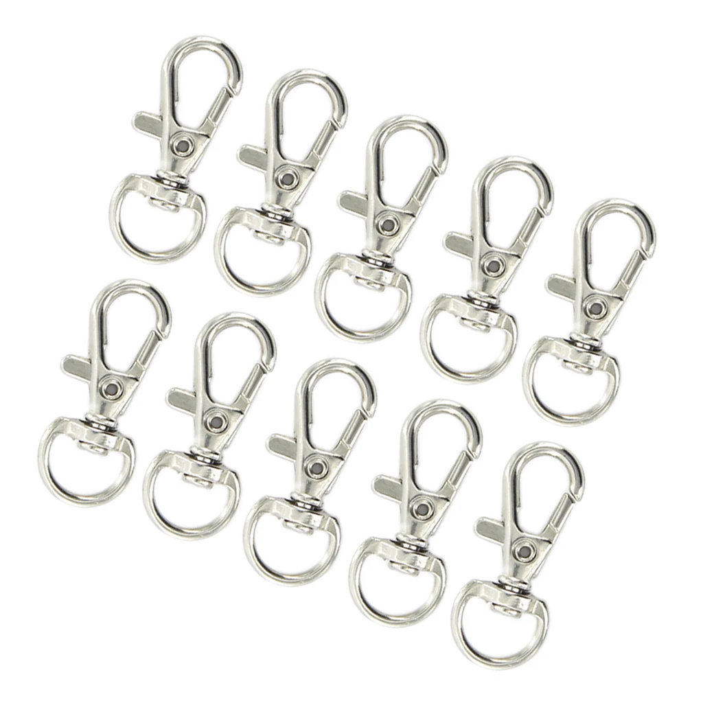 

10pcs Wholesale Silver Tone Swivel Trigger Snap Hooks for Keychains Hanging Crafts Findings Jewelry DIY Craft Backpack Bag Parts