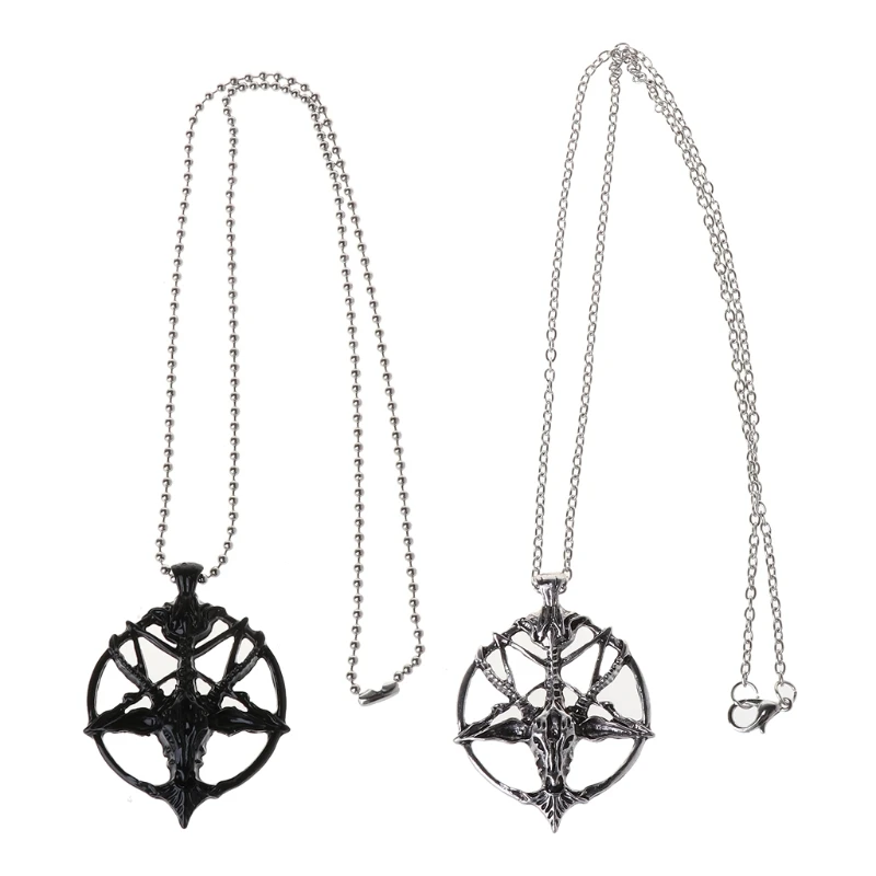 

Pentagram Sabbatic Goat Head Pendant Necklaces Baphomet LaVeyan LaVey Satainism