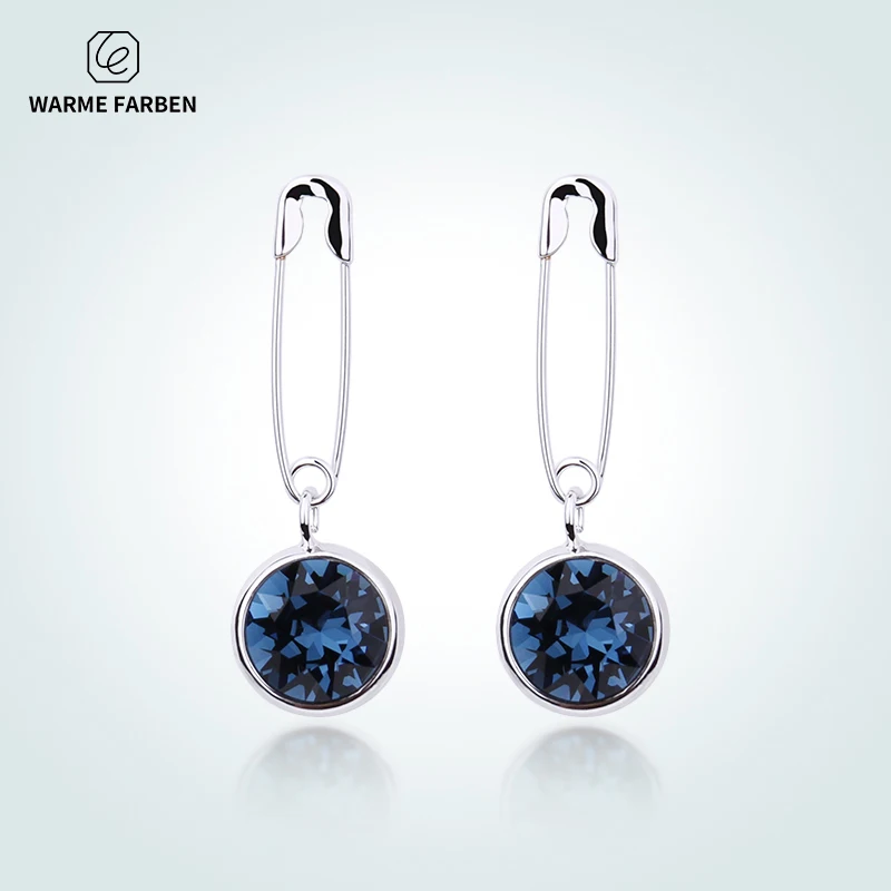 

Warme Farben Crystal from Swarovski Earrings for women 925 Silver Interesting Pin Shape Drop Earrings Fashion Jewelry Brincos