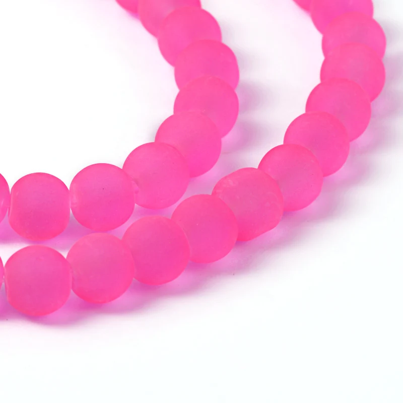 4/6/8/10mm 80-200pcs/str Frosted Round Transparent Crystal Glass Loose DIY Translucent Bead Strand Blue Red Bulk Wholesale 31.4\