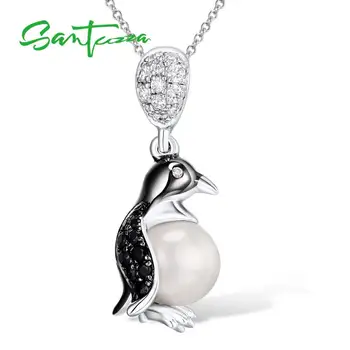 

Santuzza Silver Necklaces Pendants For Women Penguin Pearl Pendant fit for Necklace 925 Sterling Silver Slide Necklaces Pendant