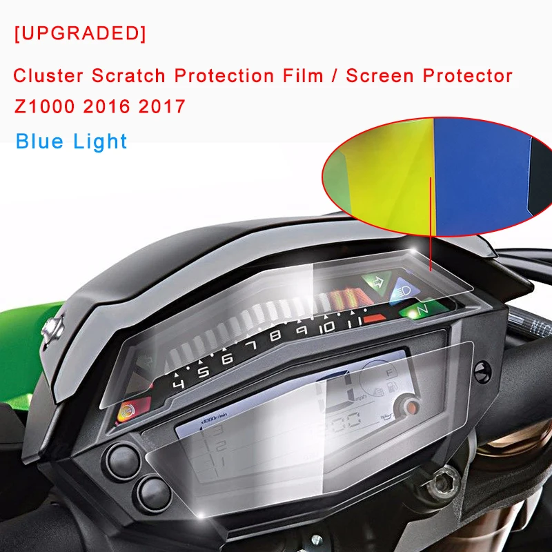 Blue Light for Kawasaki Z1000 2016 2017 Cluster Scratch Protection Film Screen Protector Explosion-proof Ultraviolet-proof (3)