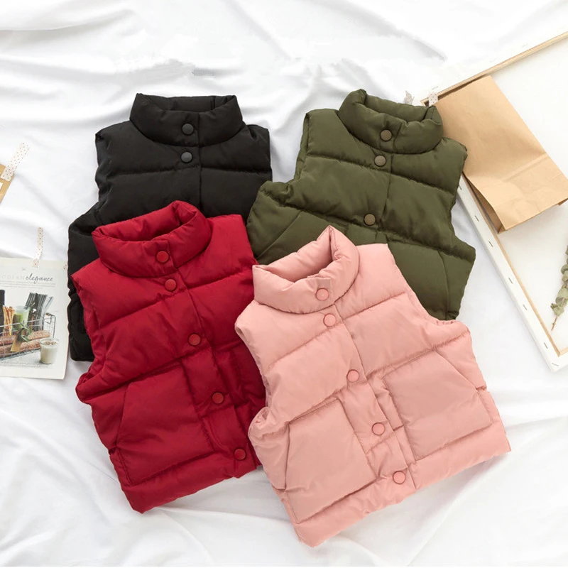 

BINIDUCKLING 2018 Autumn Winter Baby Girls Boys Clothes For Kids Vest Korean Style Warm Down Cotton Waistcoats Jacket Outerwear