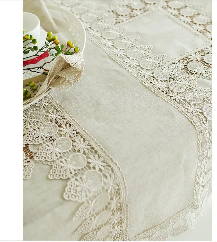 Европейская вышитая скатерть для обеденного стола простая хлопковая кружевная ткань для скатерти ТВ кабинетные Чехлы полотенце
