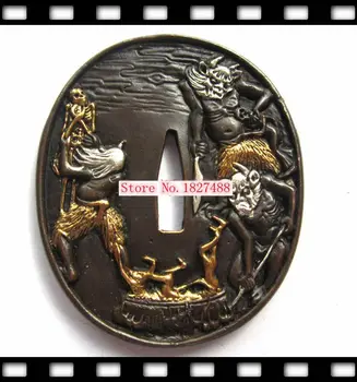 

High Quallty Japanese katana Copper Tsuba WAKIZASHI Sword Accessories W/Demon Design