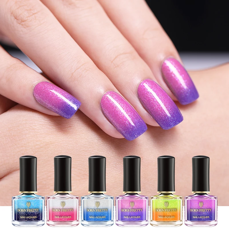 Родился довольно Термальность лак для ногтей Nail Art Лаки Цвет изменение Shimmer Цвет ful Температура изменить Маникюр 6 мл