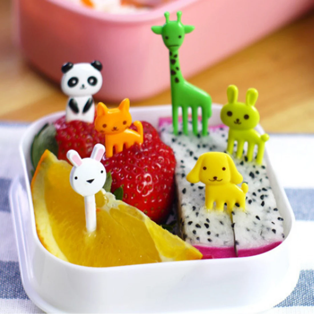 

10pcs/pack Party Decor Animal Farm Fruit Fork Mini Cartoon Children Snack Cake Dessert Food Fruit Pick Toothpick Bento Lunches