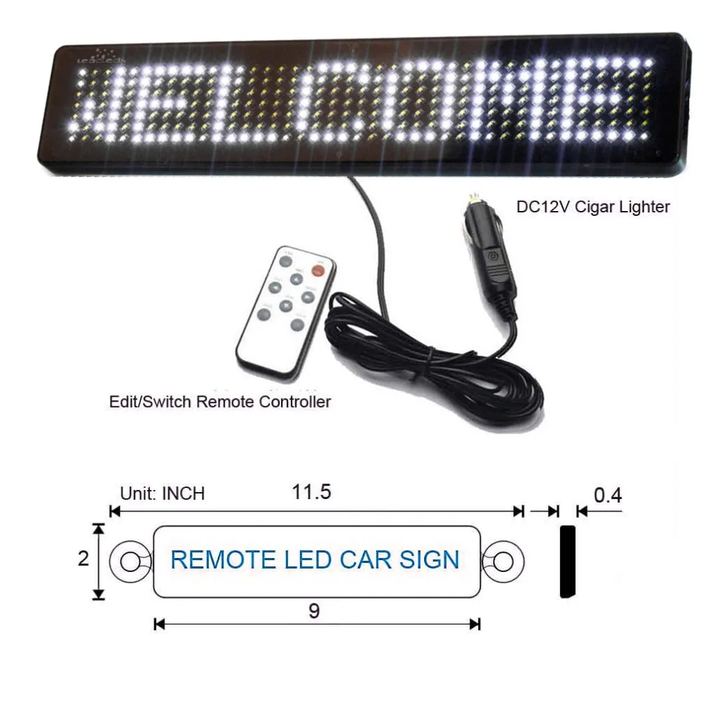 12 В 7X41 пикселей светодиодный дисплей для прокрутки автомобиля, английский пульт дистанционного управления, светодиодный дисплей для автомобиля, светодиодный программируемый знак сообщений, набор для самостоятельной сборки