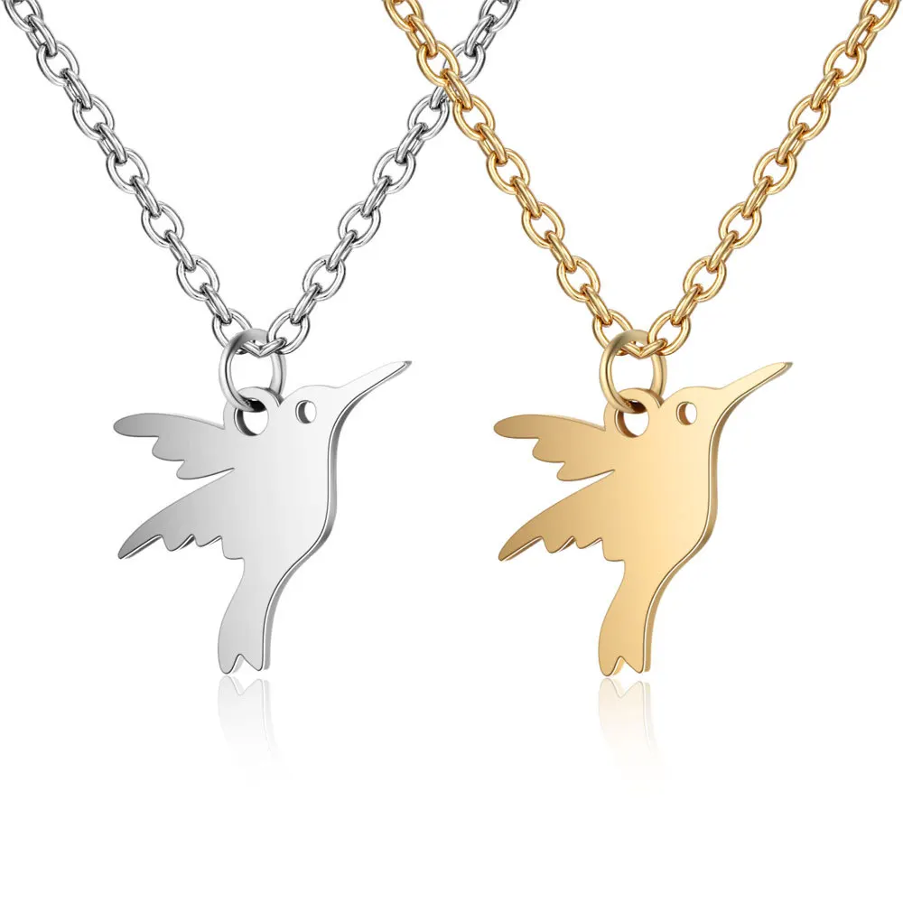 

1PC Silver/Gold Hummingbird Titanium Steel Necklace Fashion Lady Jewelry