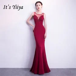Es Yiiya Vestidos de Fiesta sin Mangas con Cuello en O Bordados Vestidos de Noche Largos hasta el Suelo Vestido de Fiesta Real Trompeta Rojo C159 Es Yiiya Vestidos de Fiesta sin Mangas con Cuello en O Bordados Vestidos de Noche Largos hasta el Suelo Vestido de Fiesta Real Trompeta Rojo C159