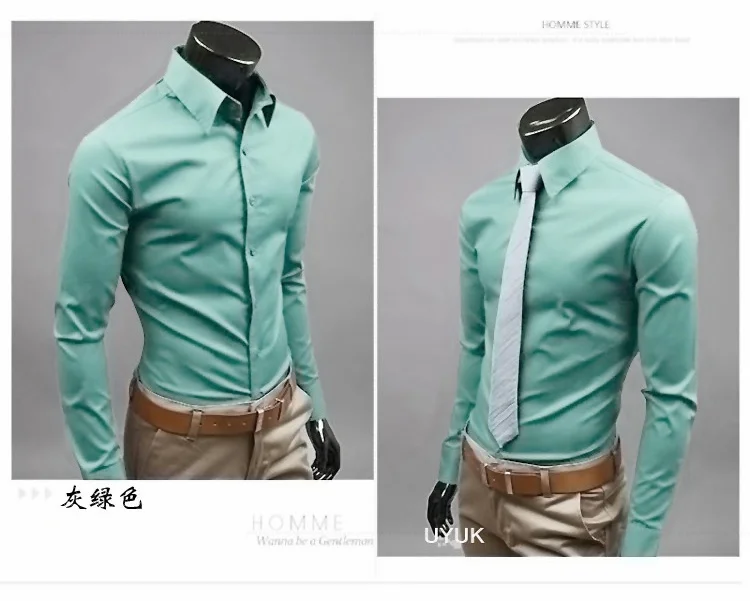 Men British Style Business Long-Sleeve Slim fit Casual Shirts Men's Clothing