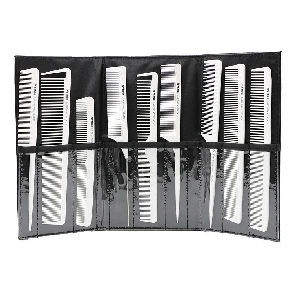 9pcs White Carbon Antistatic Hairdresser Comb Heat Resistant