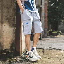 Мужские джоггеры спортивные короткие брюки прямые штаны карго с множеством карманов шаровары мужские высокие уличные хип хоп Свободные повседневные шорты