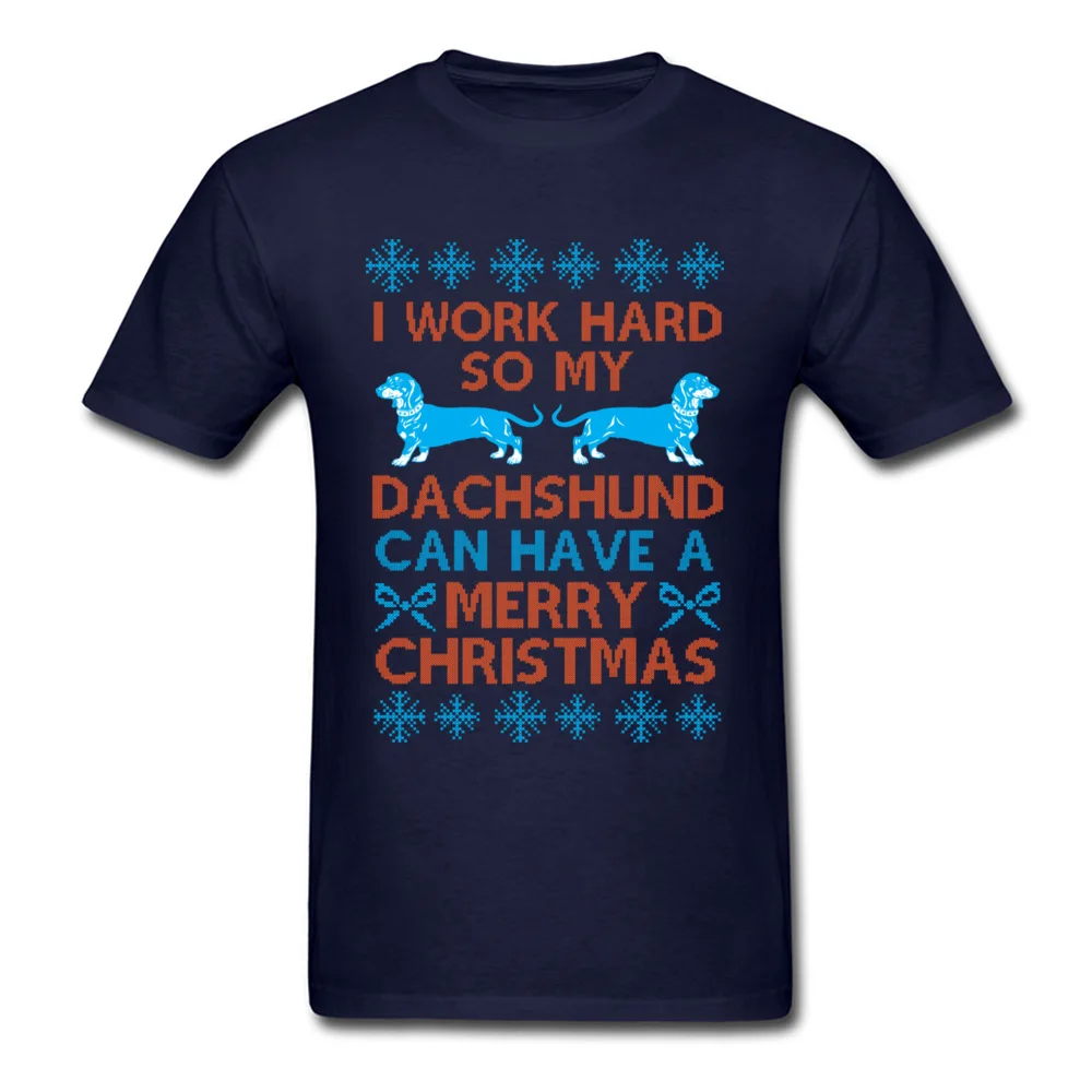 Dachshund Christmas V2 Tops Tees Faddish O Neck Printing Short Sleeve 100% Cotton Adult T-shirts Printed Tee-Shirt Dachshund Christmas V2 navy