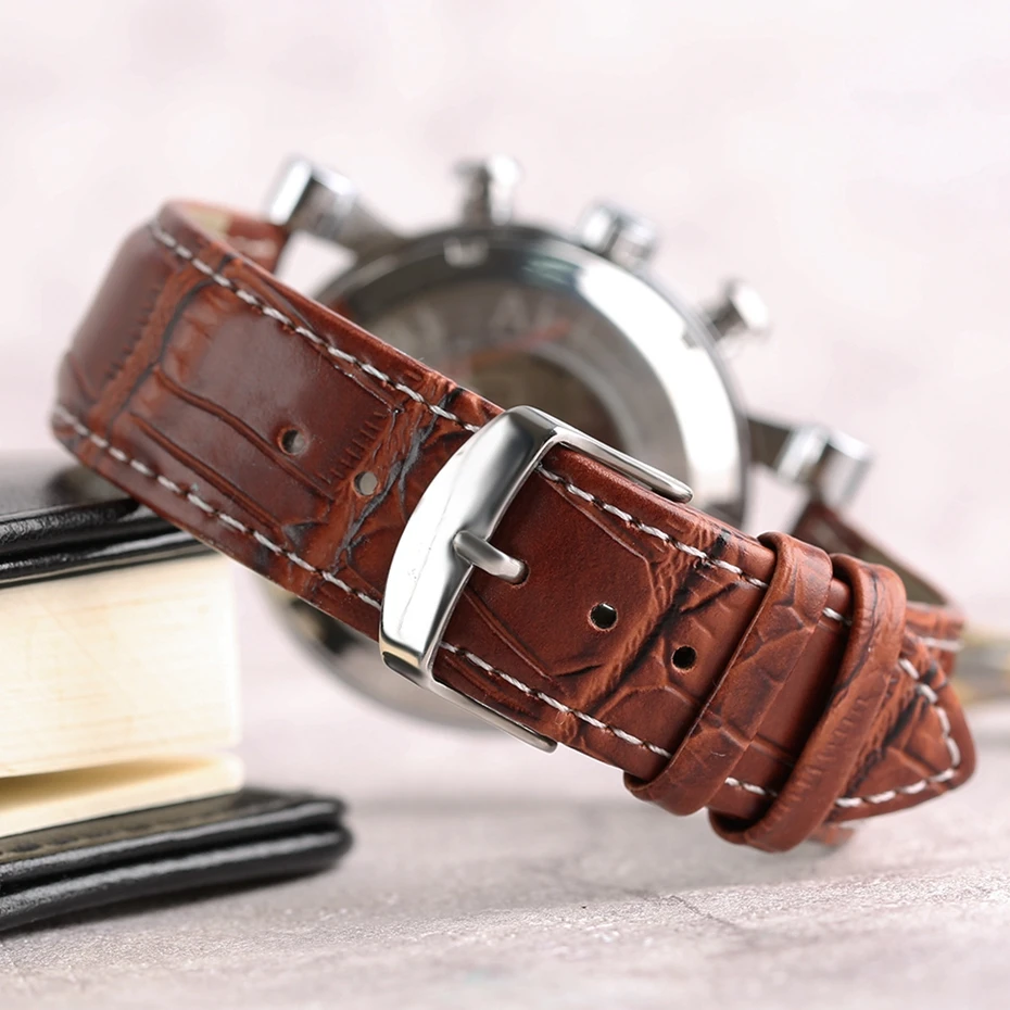 Men's Tourbillon Mechanical Watch Luxury Business Self-Winding Wrist Watch Trendy Genuine Leather Fashion New Time Date Display Best Christmas GiftS for Men Male (23)